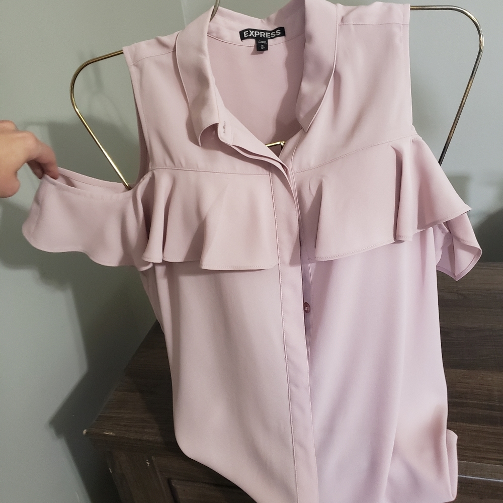 Blush open shoulder top
